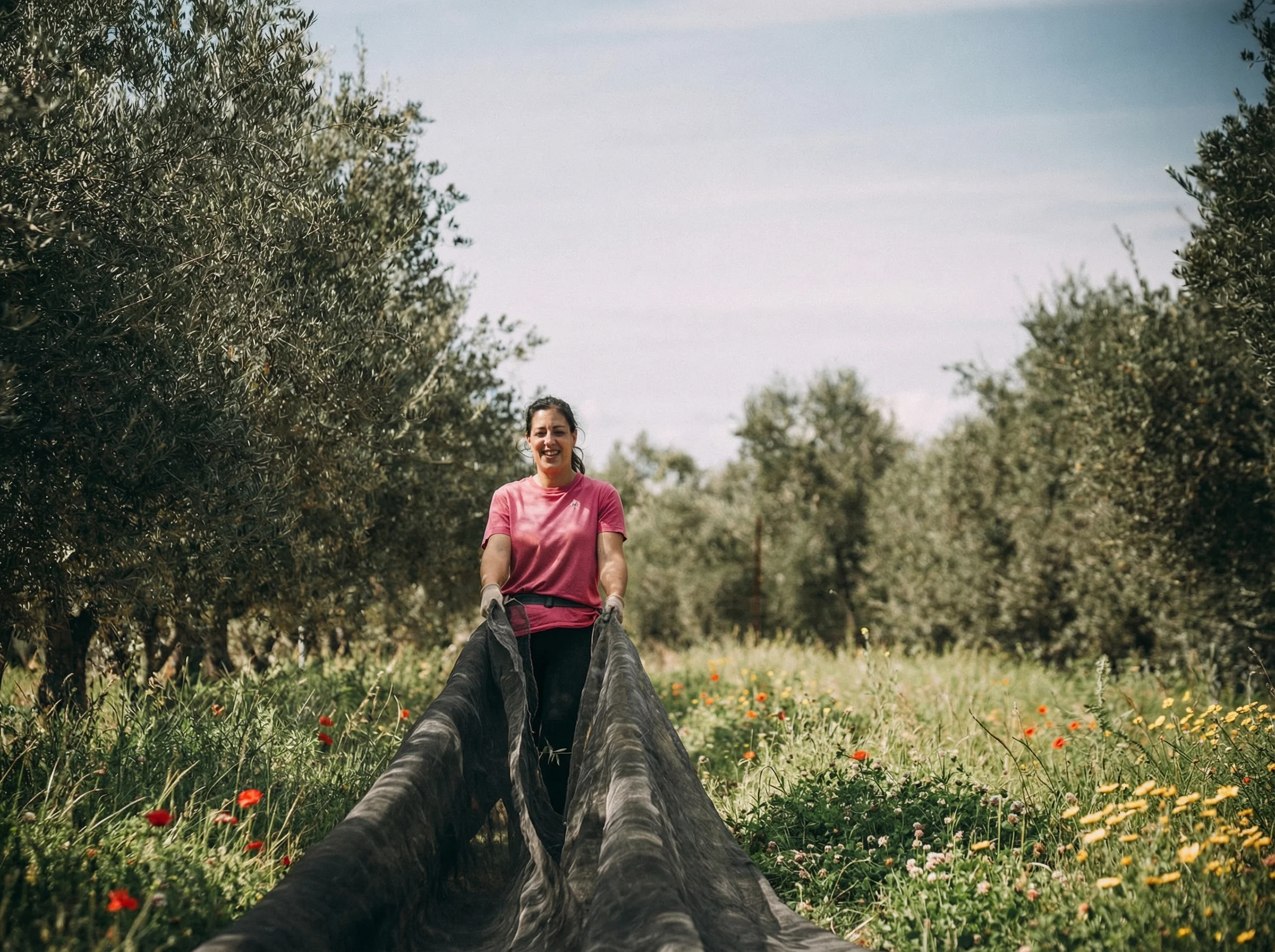 Recolección temprana de aceitunas en el olivar ecológico de Olvero en Jaén